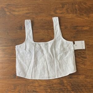 Bella Dahl Cream Linen Crop Top